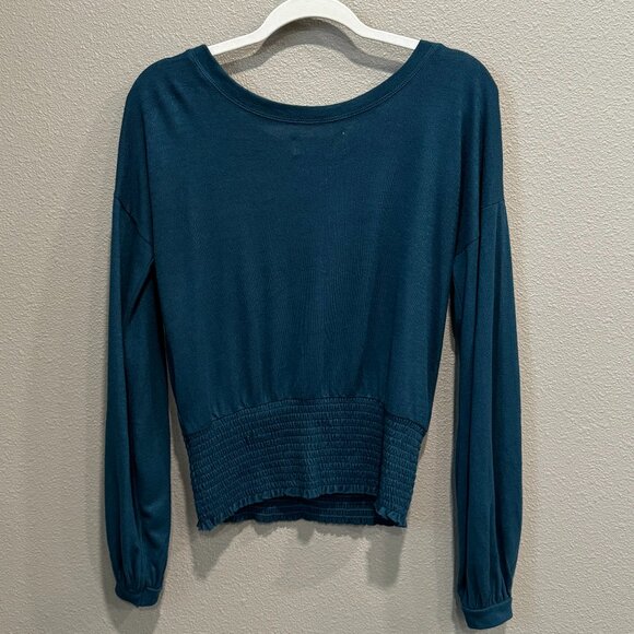 Abercrombie & Fitch Teal Rouched Waist Sweater (S) - Picture 2 of 5